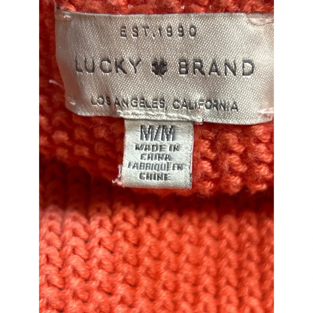 Lucky Brand‎ Coral V Neck Textured Knit Sweater M M